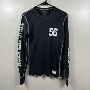 True Religion Men’s Thermal Long Sleeve Crewneck Shirt Black Size Small